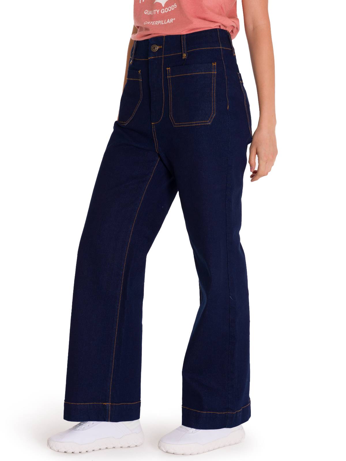 Jeans Wide Leg Casual Mujer TRIBLEND STRETCH DENIM PATCH FRONT POCKET FLARE Azul Marino Cat
