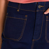 Jeans Wide Leg Casual Mujer TRIBLEND STRETCH DENIM PATCH FRONT POCKET FLARE Azul Marino Cat