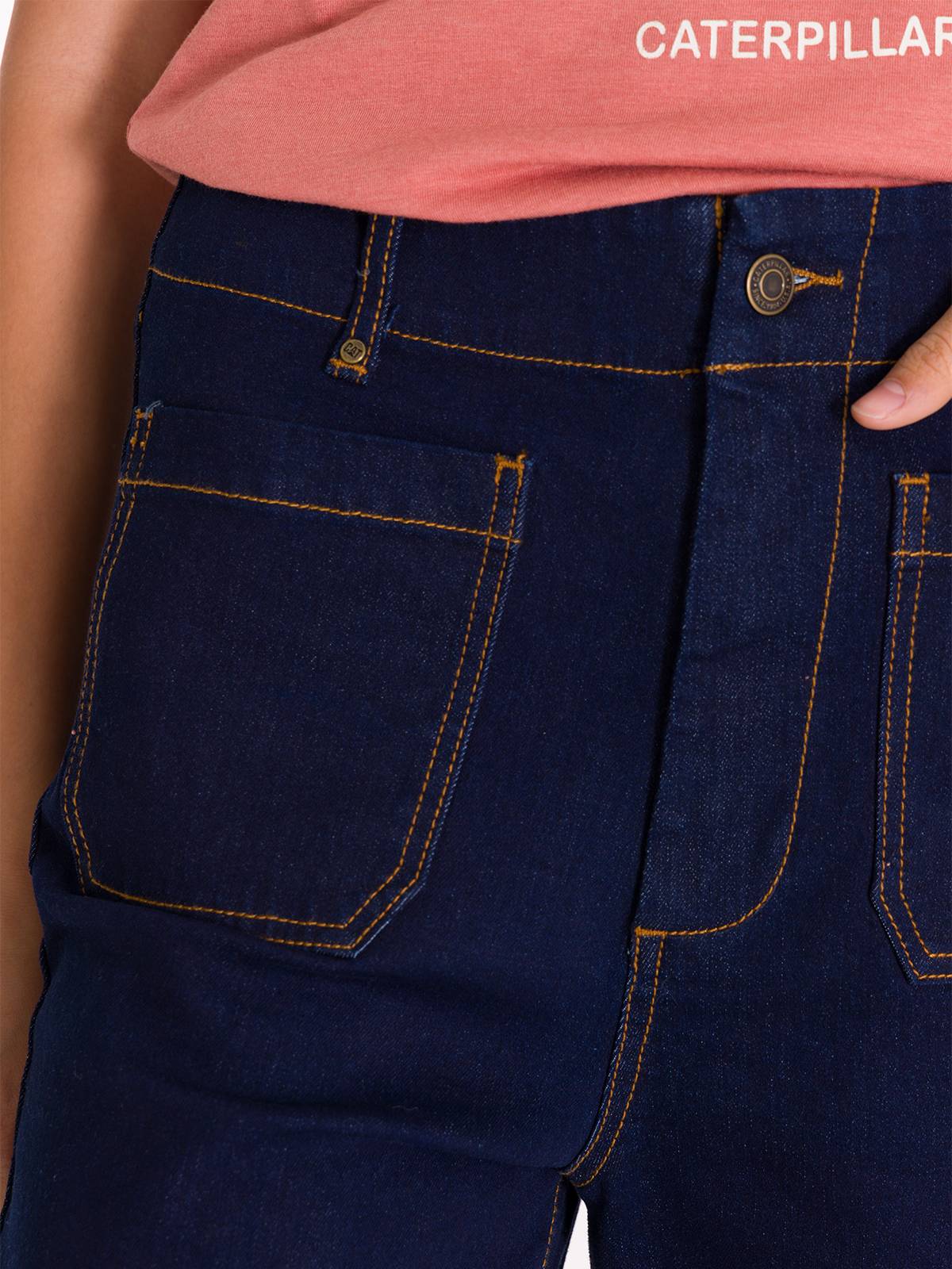 Jeans Wide Leg Casual Mujer TRIBLEND STRETCH DENIM PATCH FRONT POCKET FLARE Azul Marino Cat