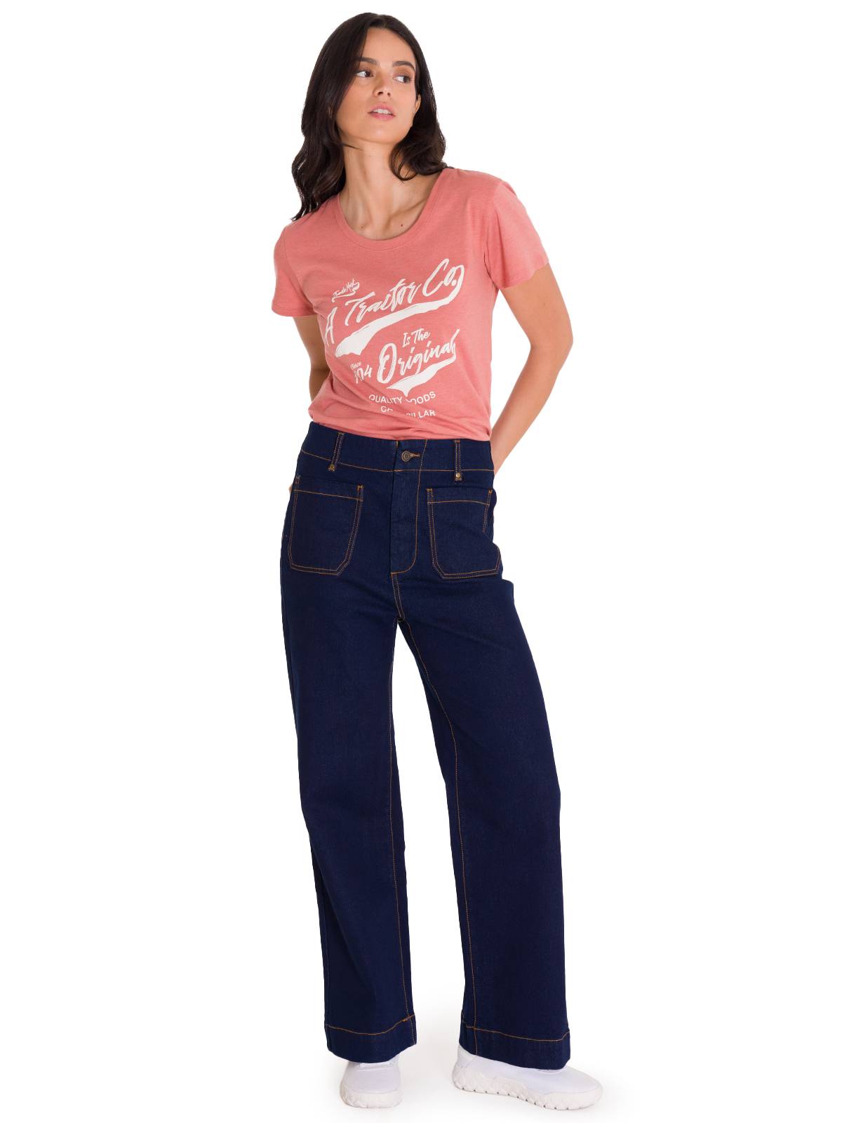 Jeans Wide Leg Casual Mujer TRIBLEND STRETCH DENIM PATCH FRONT POCKET FLARE Azul Marino Cat