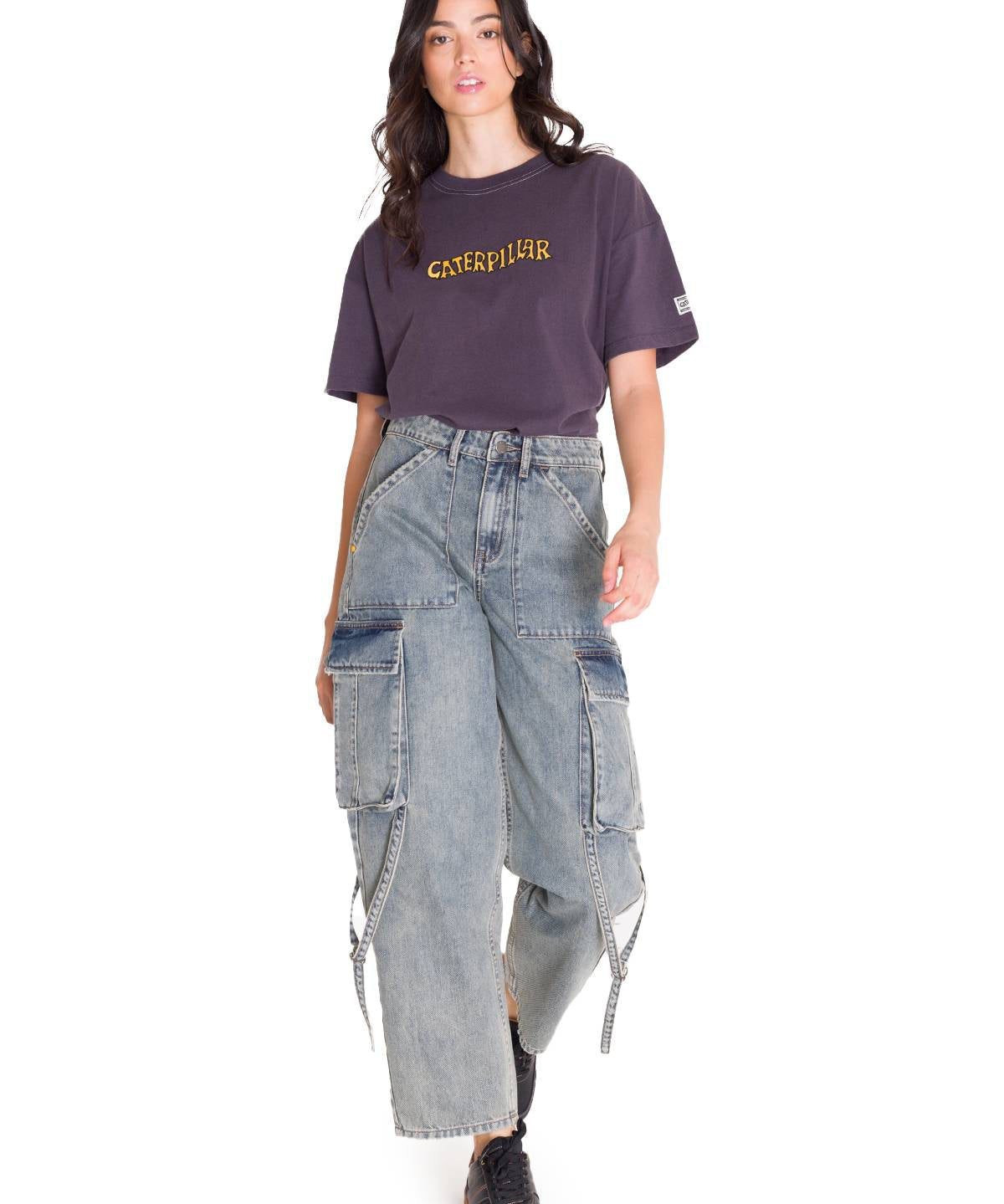 Jeans Tiro Alto Mujer RIGID DENIM EXAGGERATED CARGO Gris Claro Cat