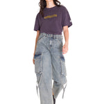 Jeans Tiro Alto Mujer RIGID DENIM EXAGGERATED CARGO Gris Claro Cat