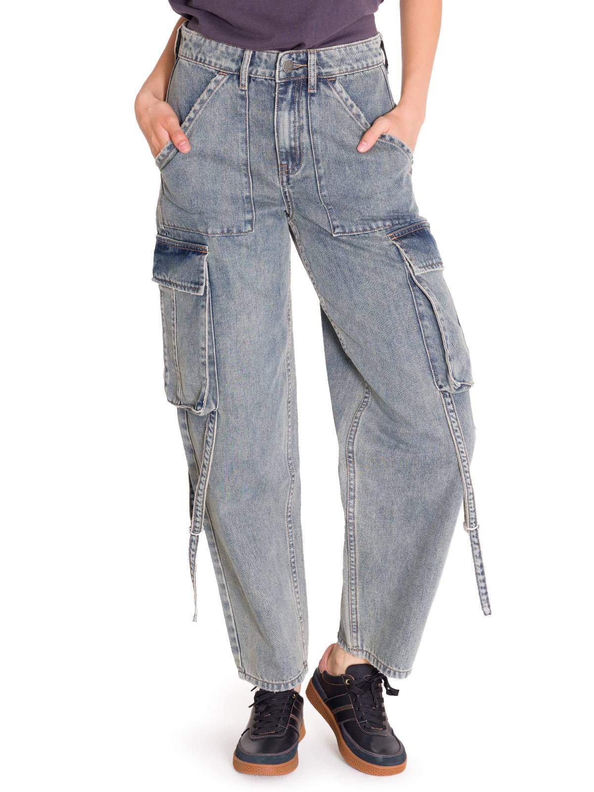 Jeans Tiro Alto Mujer RIGID DENIM EXAGGERATED CARGO Gris Claro Cat
