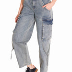 Jeans Tiro Alto Mujer RIGID DENIM EXAGGERATED CARGO Gris Claro Cat