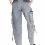 Jeans Tiro Alto Mujer RIGID DENIM EXAGGERATED CARGO Gris Claro Cat