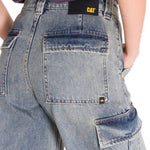 Jeans Tiro Alto Mujer RIGID DENIM EXAGGERATED CARGO Gris Claro Cat