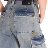 Jeans Tiro Alto Mujer RIGID DENIM EXAGGERATED CARGO Gris Claro Cat