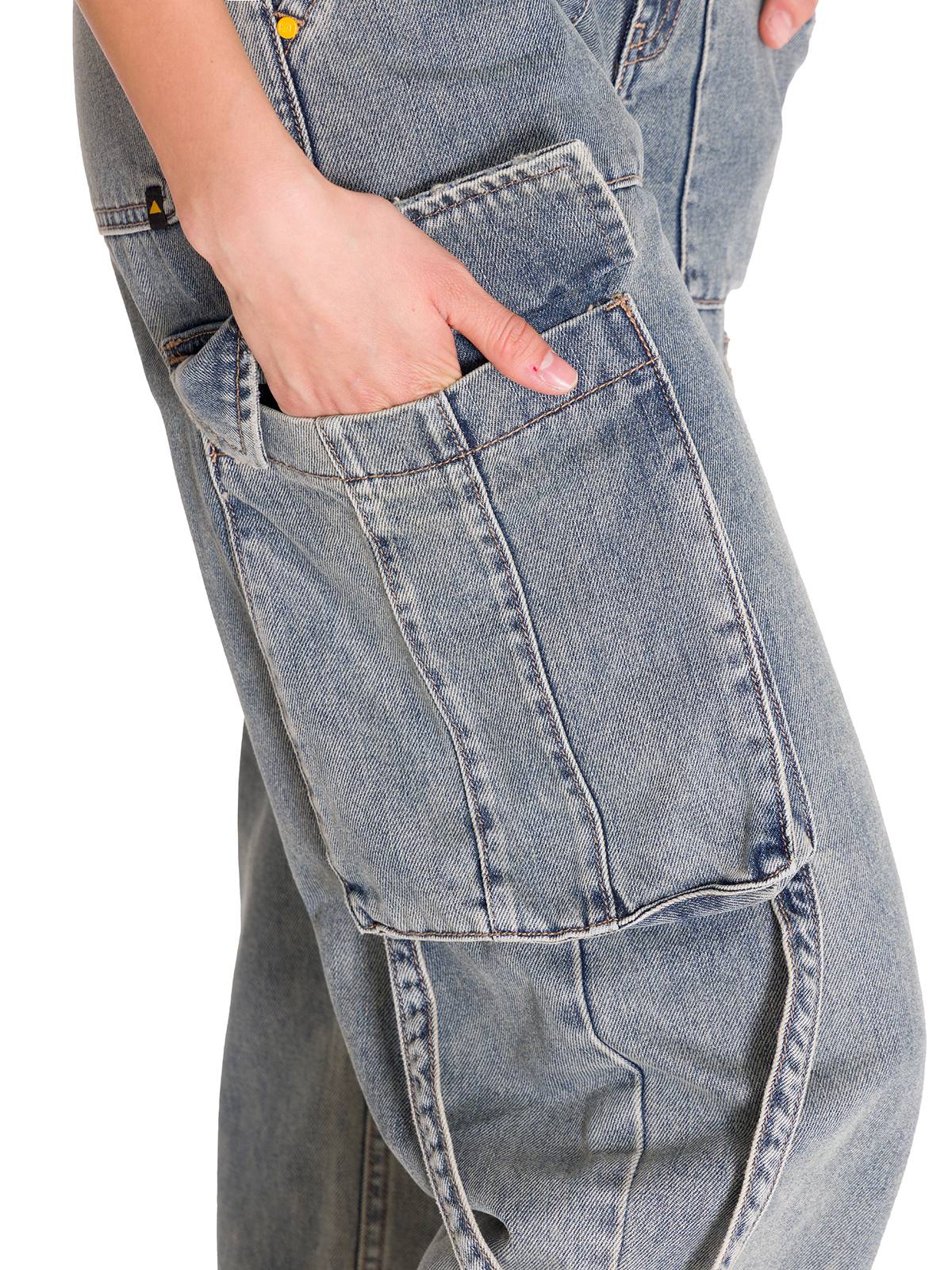 Jeans Tiro Alto Mujer RIGID DENIM EXAGGERATED CARGO Gris Claro Cat