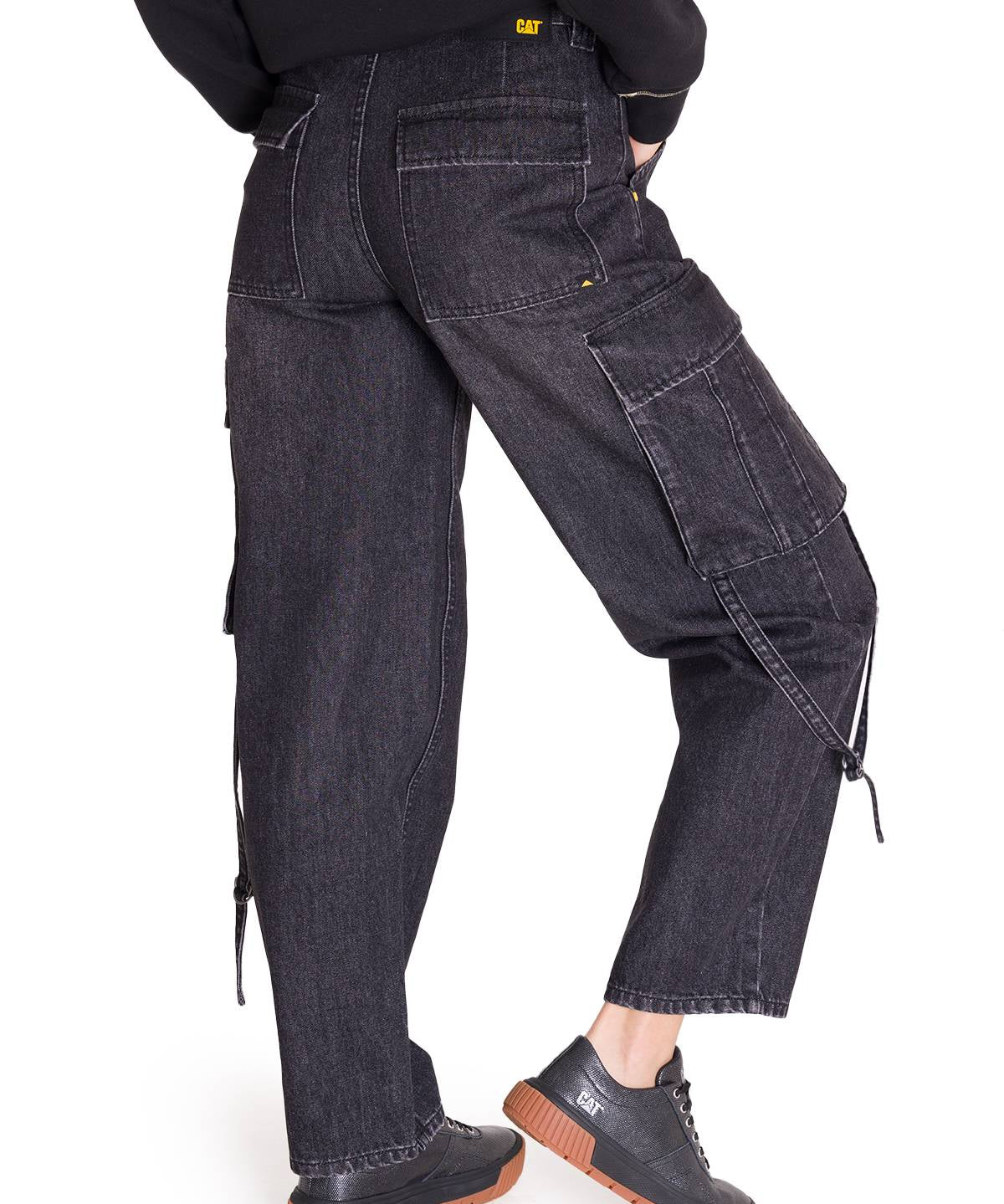 Jeans Tiro Alto Mujer RIGID DENIM EXAGGERATED CARGO Gris Cat