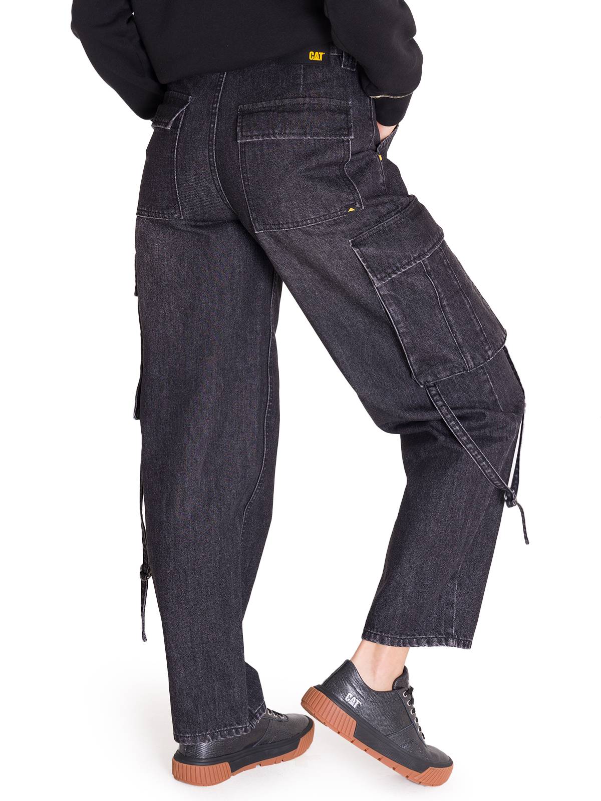 Jeans Tiro Alto Mujer RIGID DENIM EXAGGERATED CARGO Gris Cat
