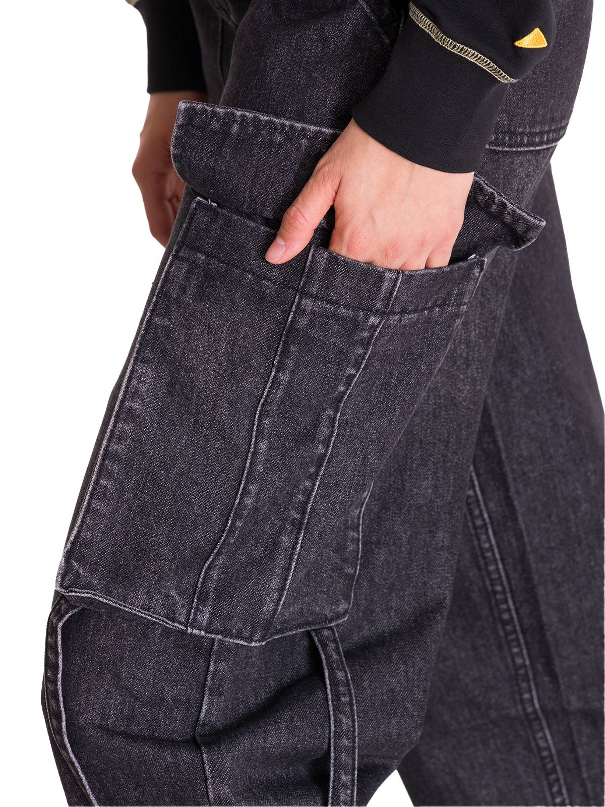 Jeans Tiro Alto Mujer RIGID DENIM EXAGGERATED CARGO Gris Cat