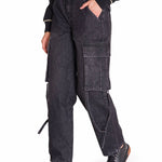 Jeans Tiro Alto Mujer RIGID DENIM EXAGGERATED CARGO Gris Cat
