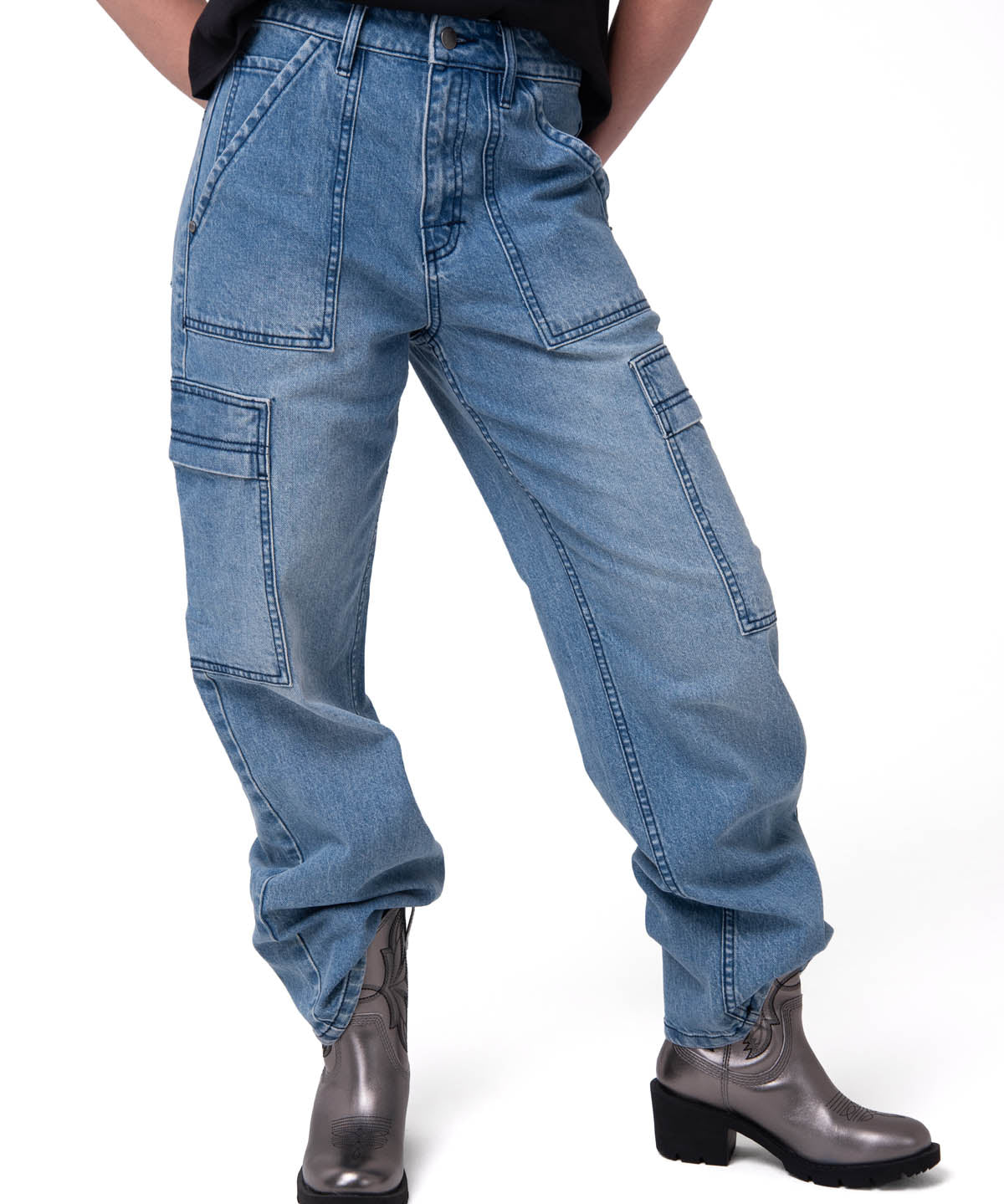 Jeans Cargo Mujer Relaxed Azul CAT