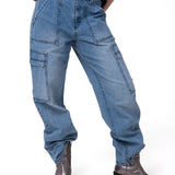 Jeans Cargo Mujer Relaxed Azul CAT