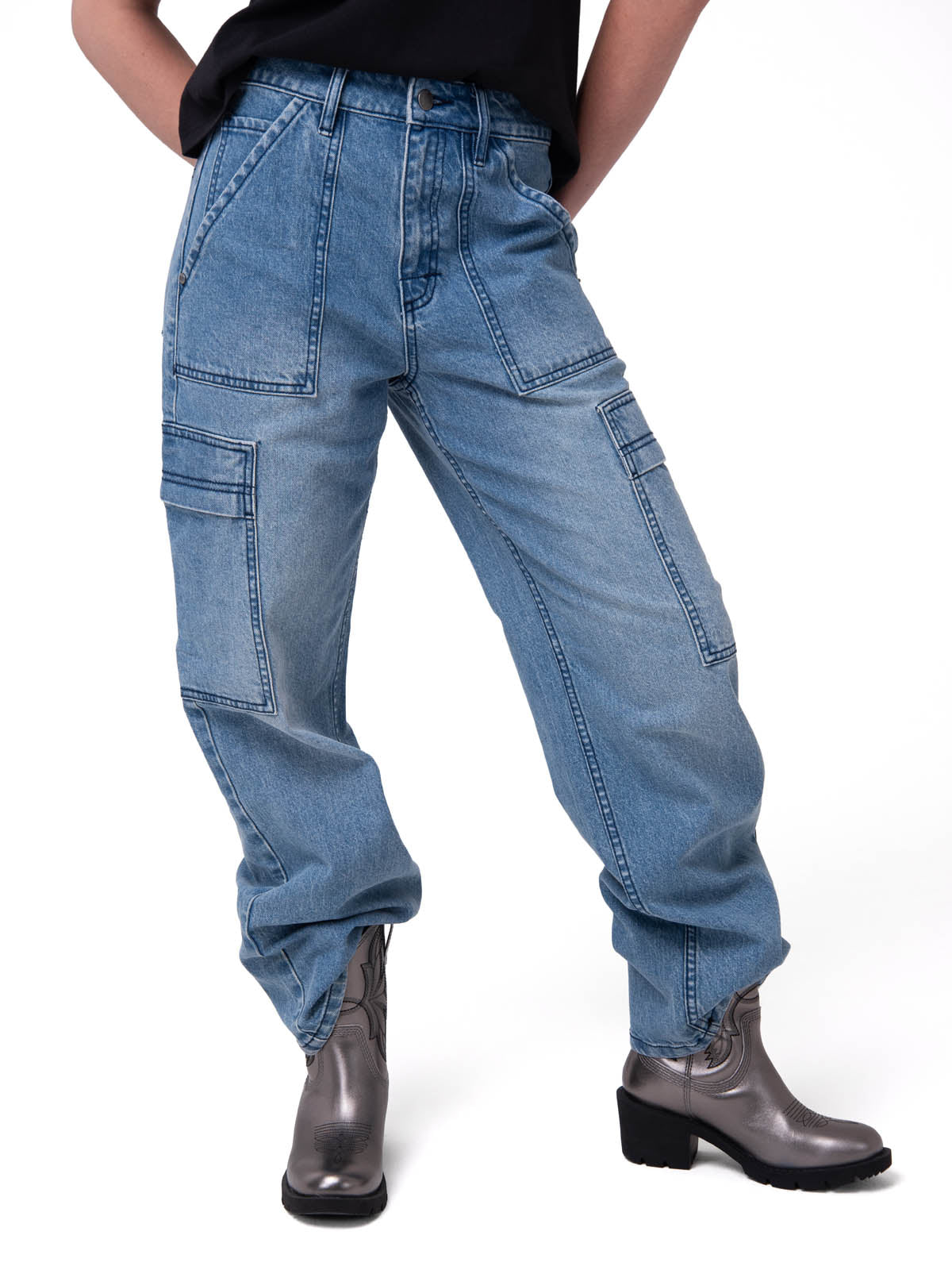 Jeans Cargo Mujer Relaxed Azul CAT