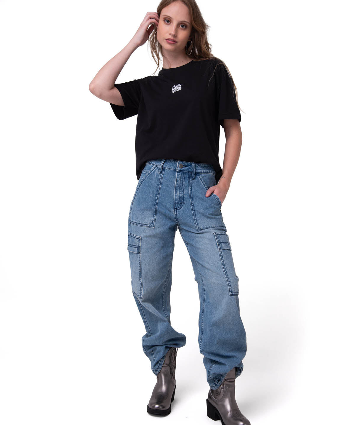 Jeans Cargo Mujer Relaxed Azul CAT