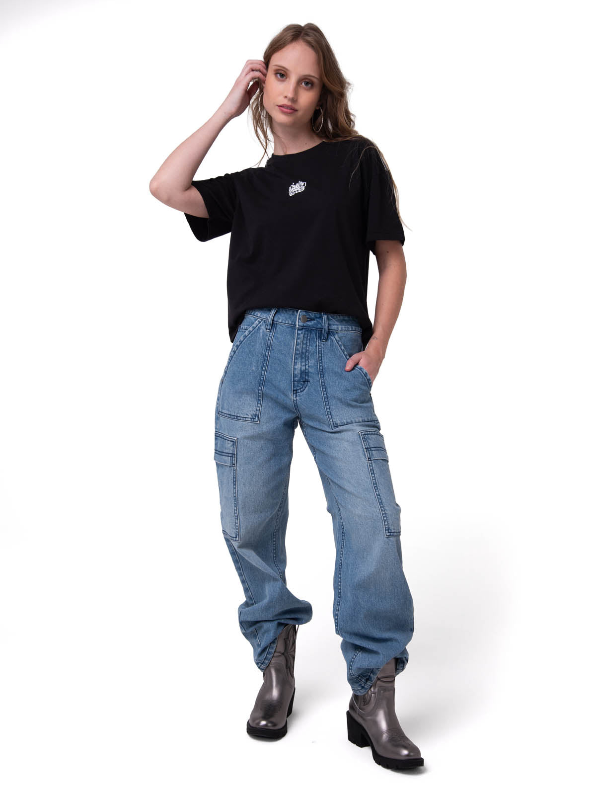 Jeans Cargo Mujer Relaxed Azul CAT