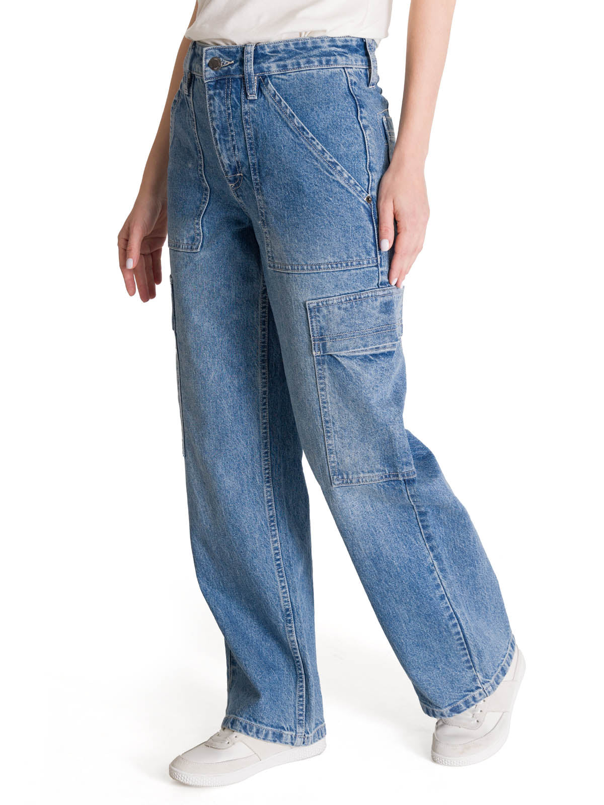 Jeans Cargo Mujer Relaxed Azul CAT
