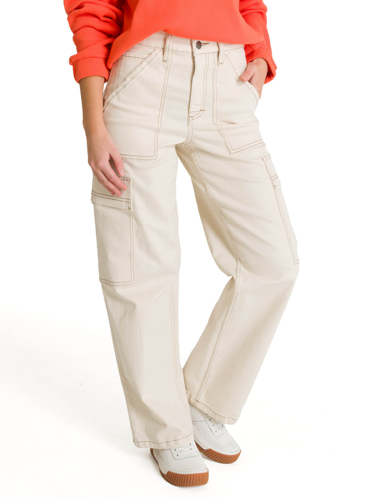 Jeans Cargo Mujer Relaxed Beige CAT