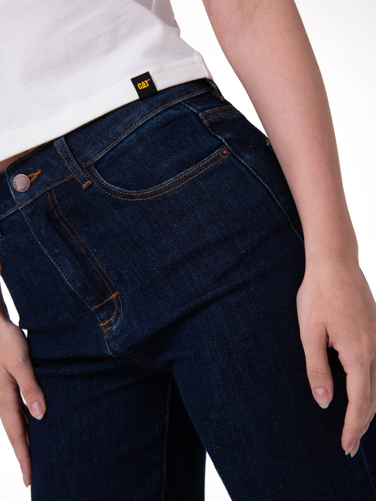 Jeans Tiro Alto Mujer Stretch Azul CAT