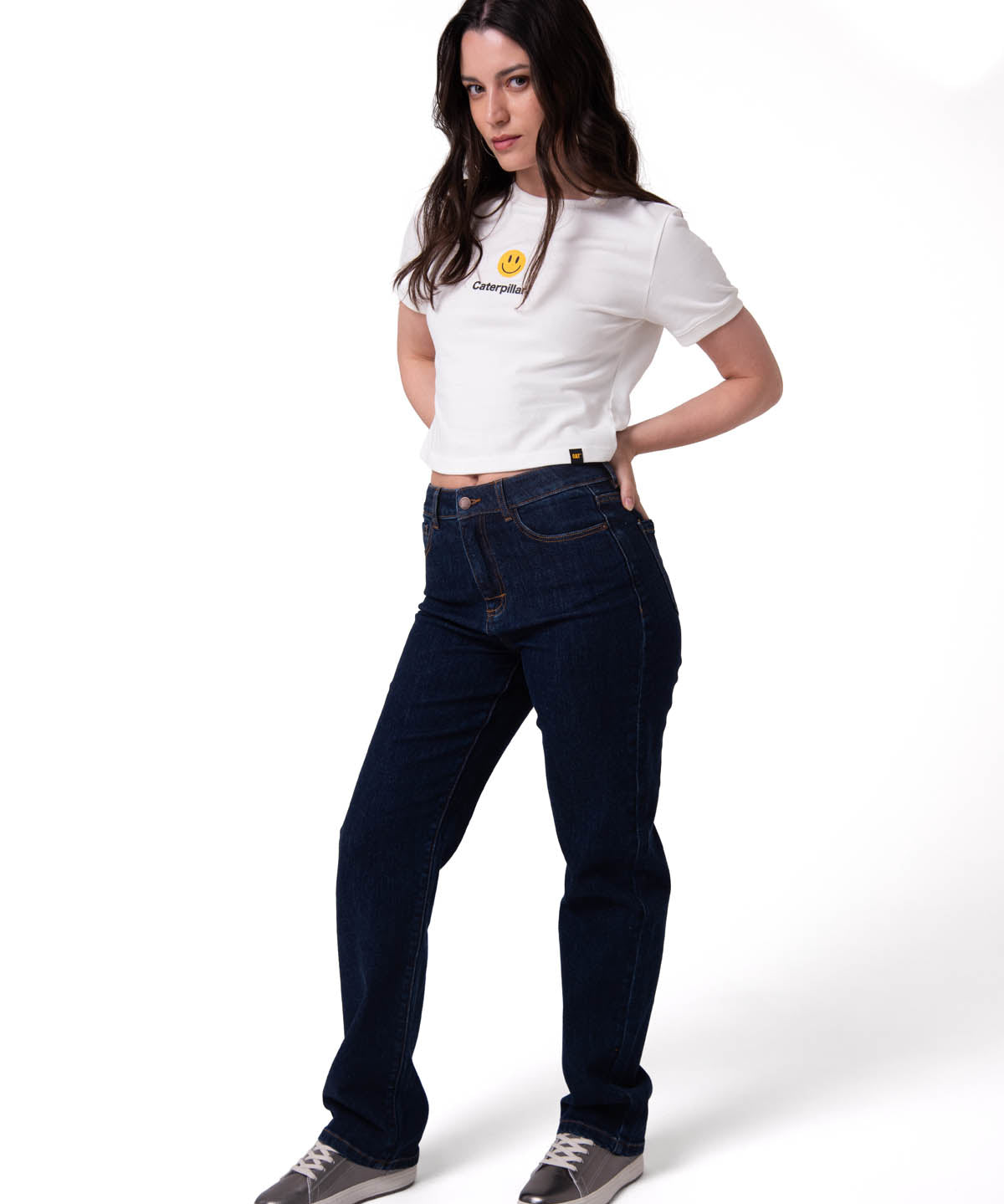 Jeans Tiro Alto Mujer Stretch Azul CAT