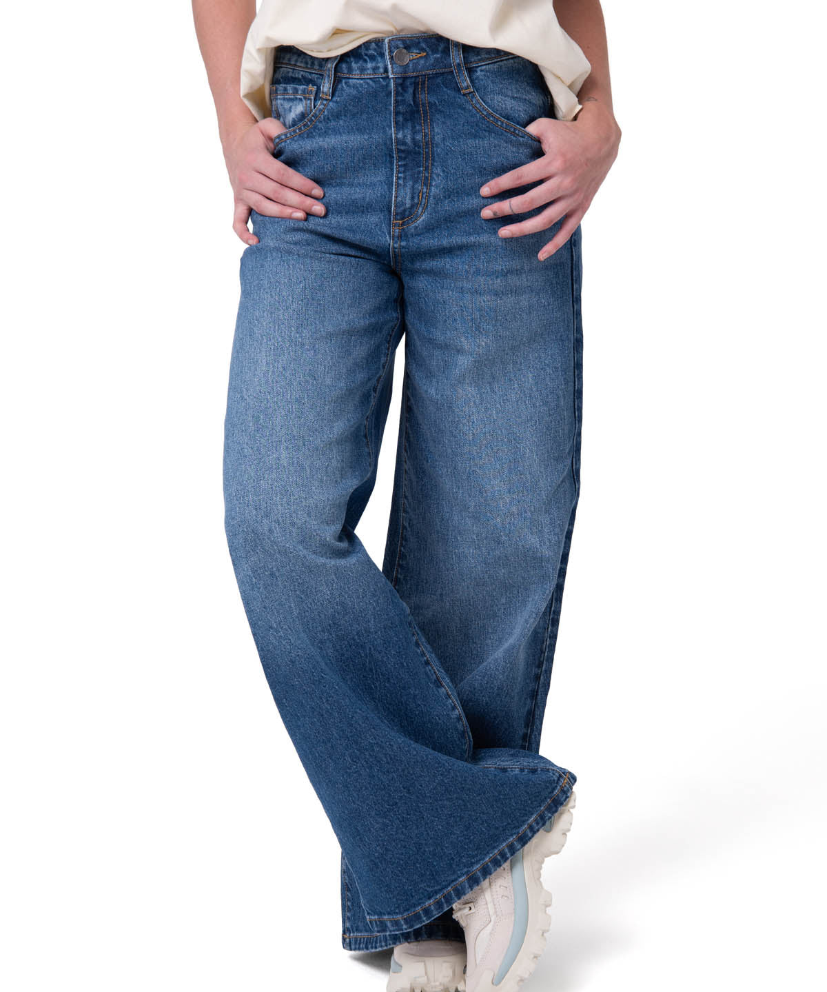 Jeans Wide Leg Mujer Denim Azul Cat