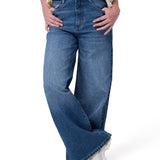 Jeans Wide Leg Mujer Denim Azul Cat