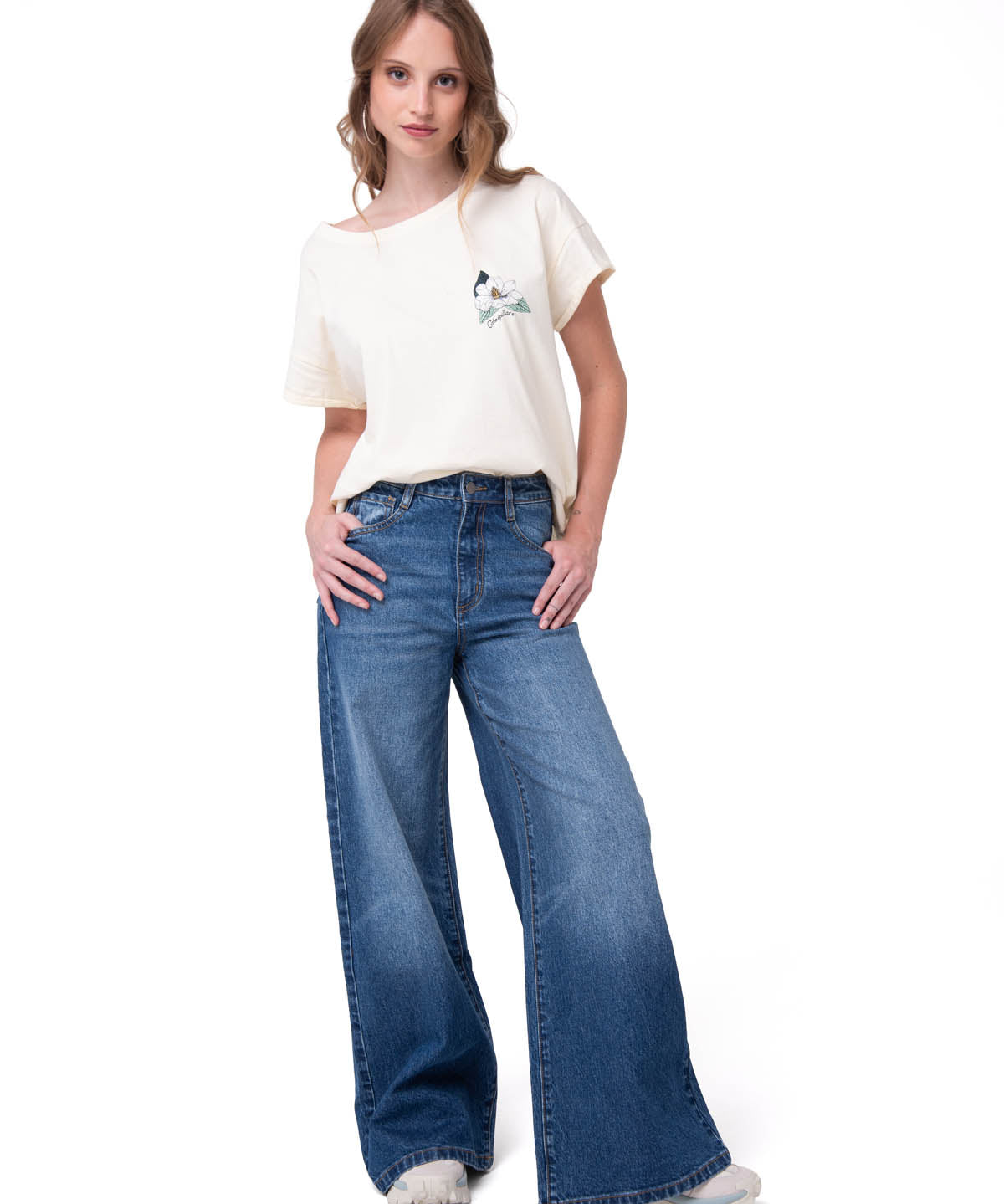 Jeans Wide Leg Mujer Denim Azul Cat