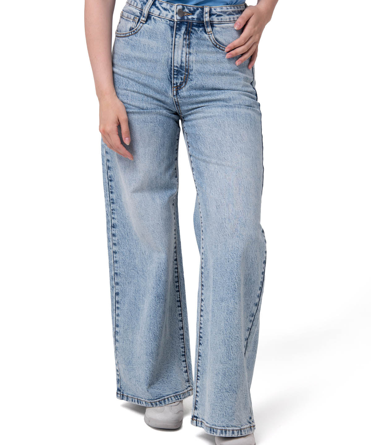 Jeans Wide Leg Mujer Denim Azul Claro Cat