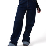 Jeans Tiro Medio Mujer Denim Azul Oscuro Cat