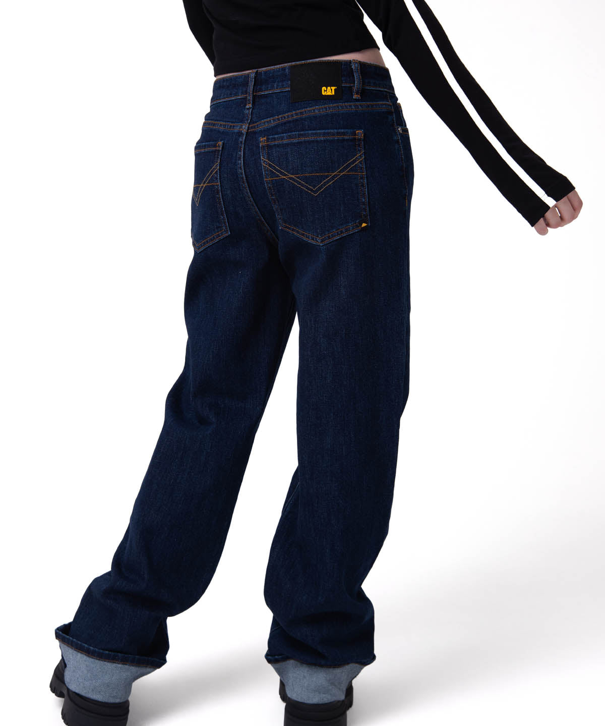 Jeans Tiro Medio Mujer Denim Azul Oscuro Cat