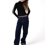 Jeans Tiro Medio Mujer Denim Azul Oscuro Cat