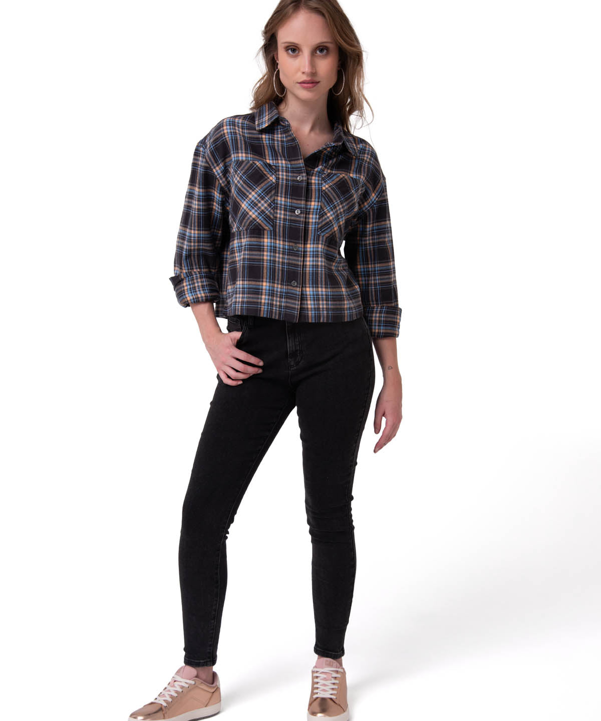 Jeans Mujer Stretch Denim Mid Rise Negro CAT