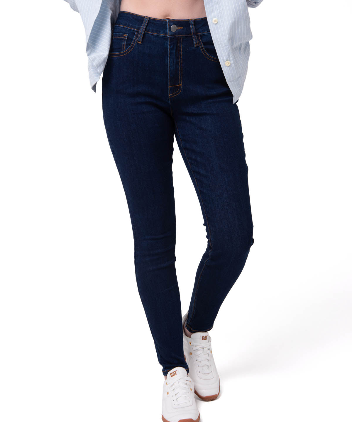 Jeans Stretch Mujer Mid-Rise Azul Oscuro Cat