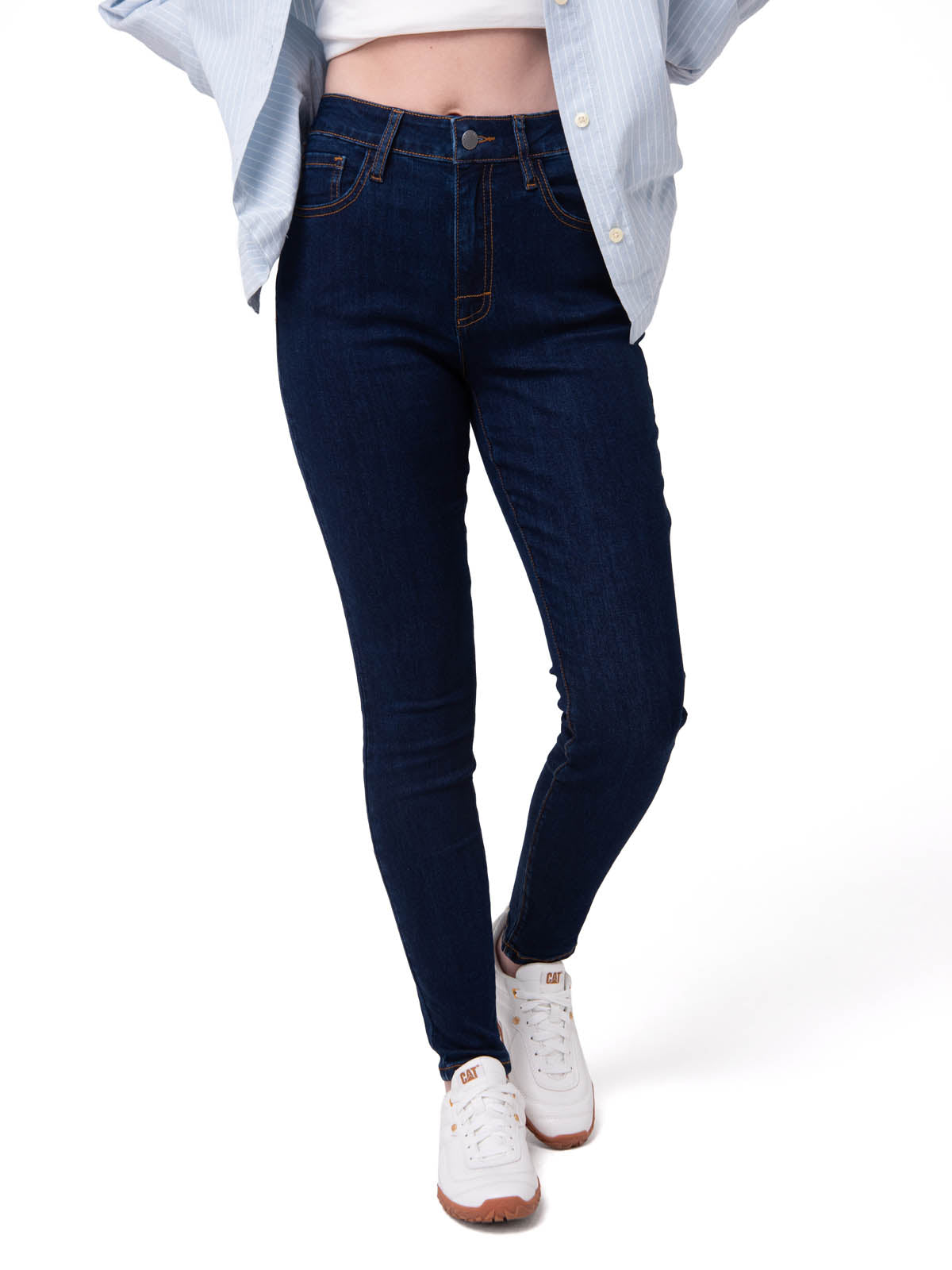Jeans Stretch Mujer Mid-Rise Azul Oscuro Cat