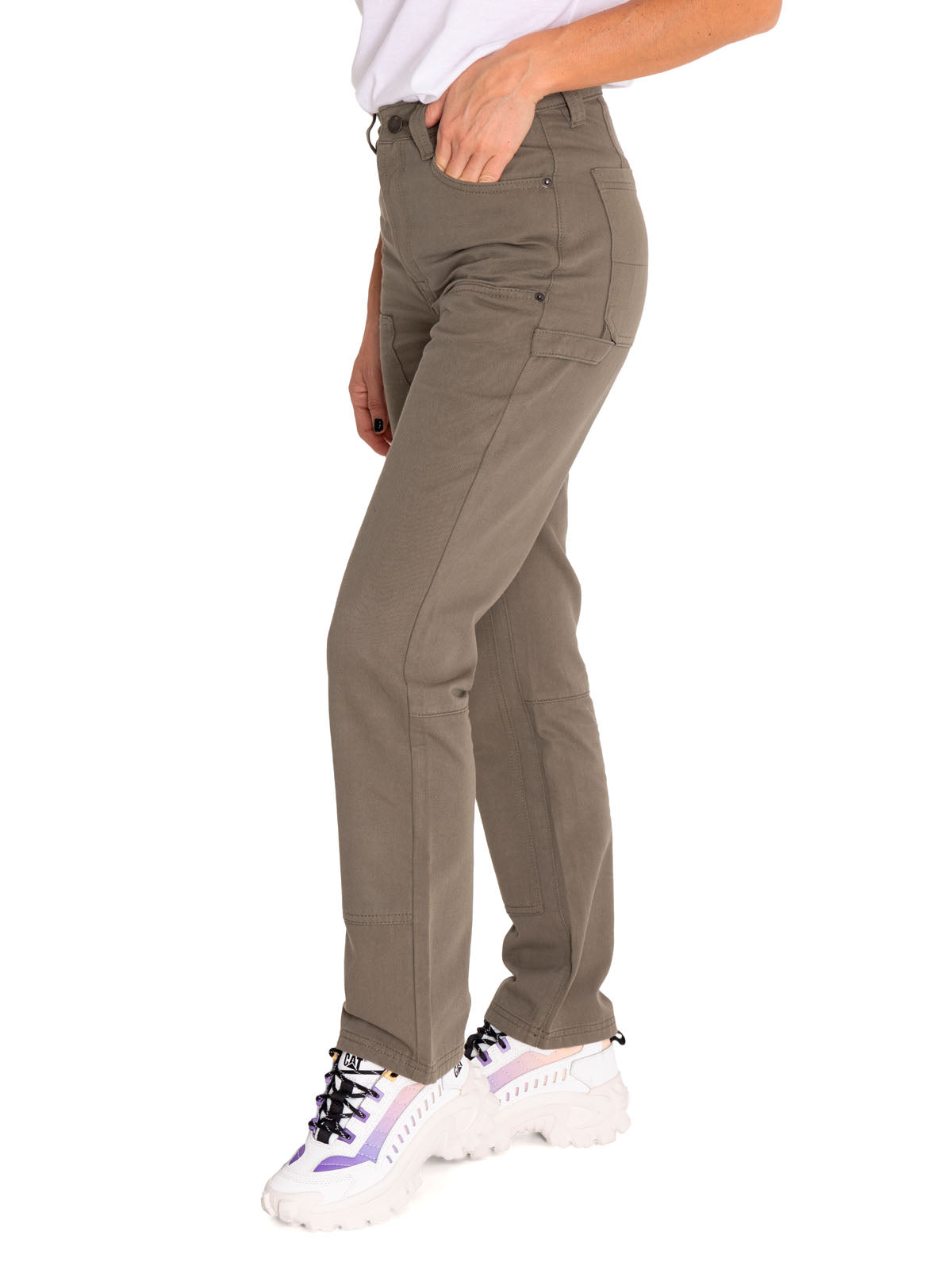 Pantalon Casual Mujer Double Front Utility Bottom Verde Cat
