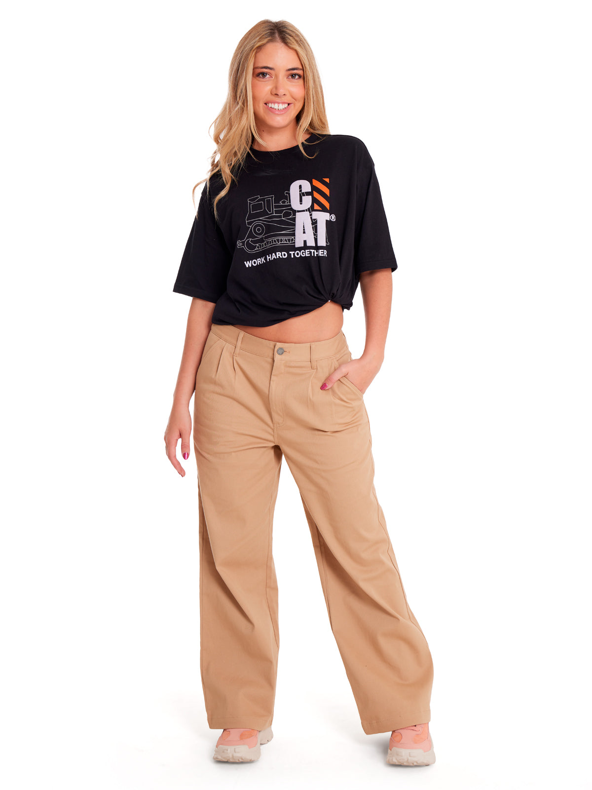 Pantalón Casual Mujer WIDE LEG STRETCH CHINO PANT Beige/Crudo CAT
