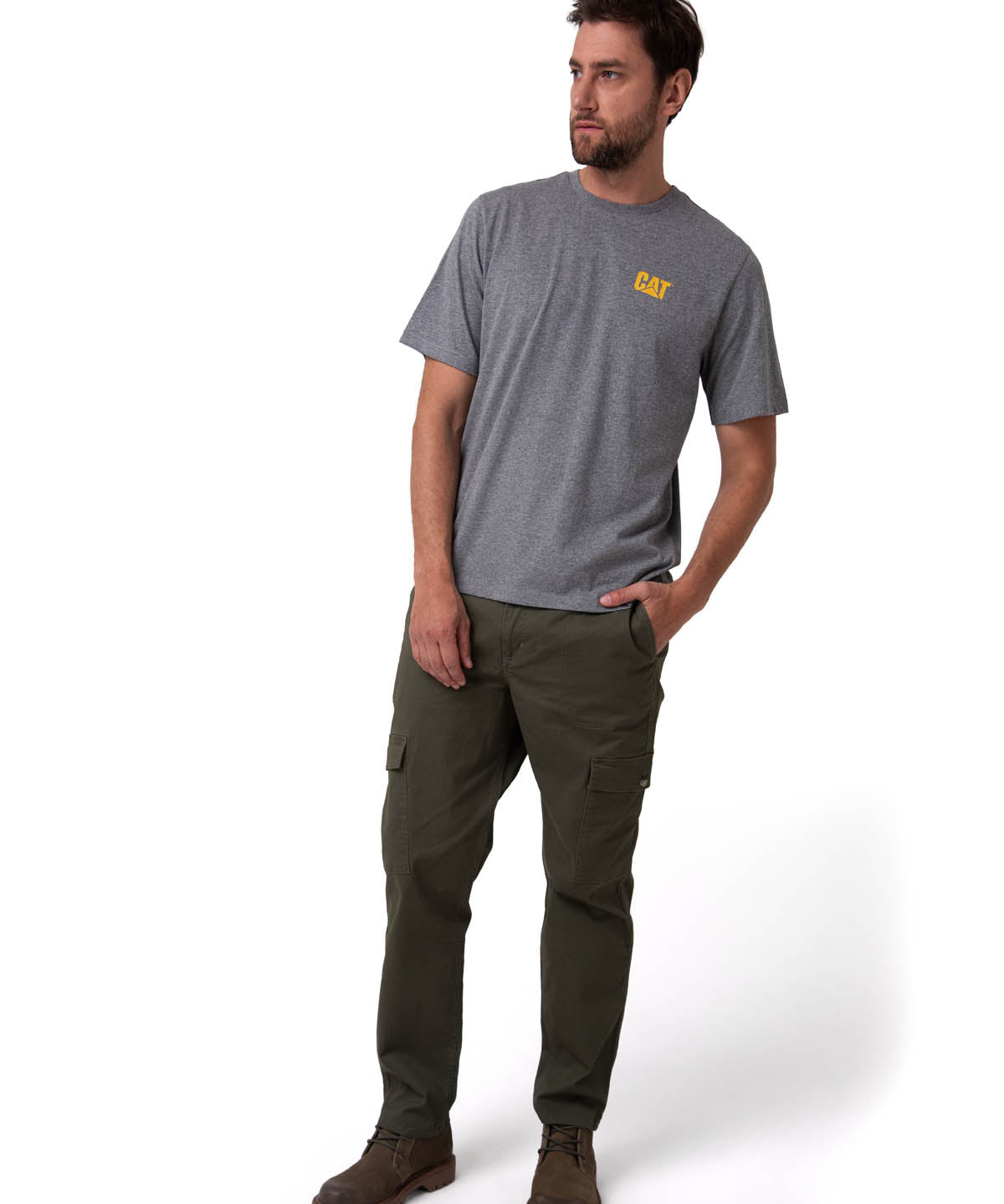 Pantalón Hombre Cargo Slim Verde Cat