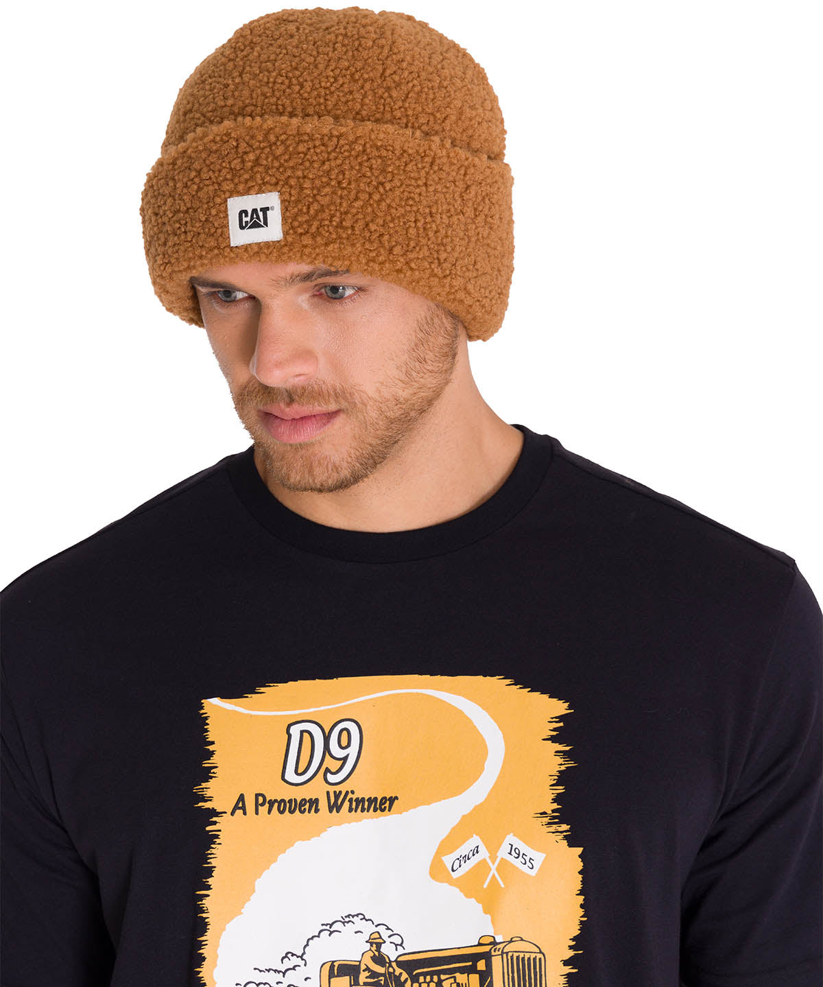Gorro En Punto Unisex Cuffed Sherpa Knit Hat Café Cat