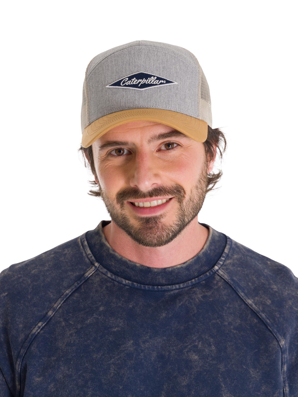 Jockey Con Broche Hombre Diamond 7-Panel Mesh Back Hat Gris Claro Cat