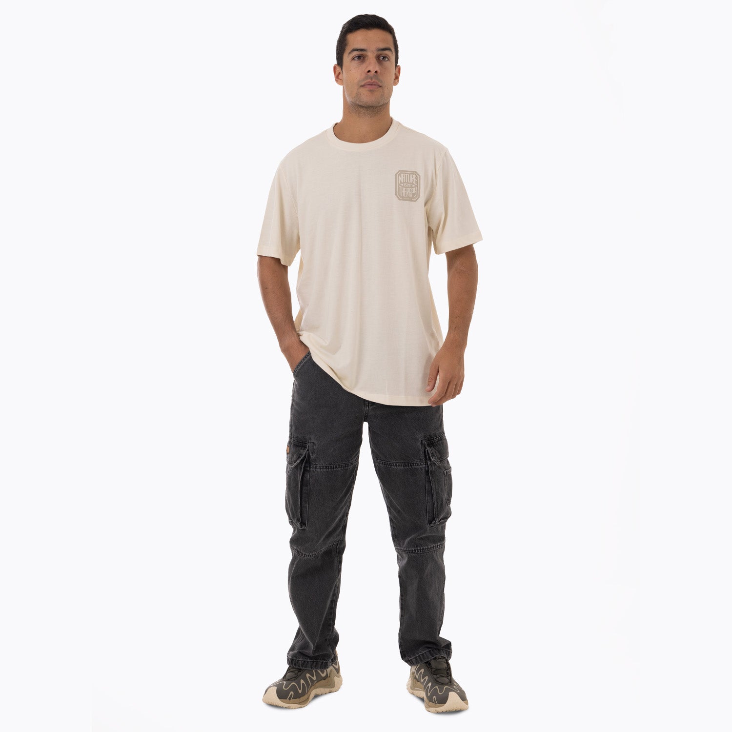 Polera Manga Corta Hombre Nature Is My Therapy Beige Merrell