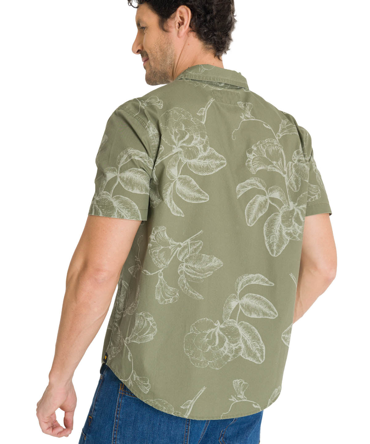 Camisa Manga Corta Hombre Relaxed Poplin Verde CAT