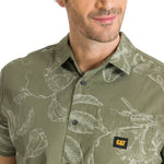 Camisa Manga Corta Hombre Relaxed Poplin Verde CAT