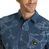 Camisa Manga Corta Hombre Relaxed Poplin Verde CAT