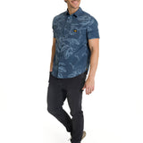 Camisa Manga Corta Hombre Relaxed Poplin Verde CAT