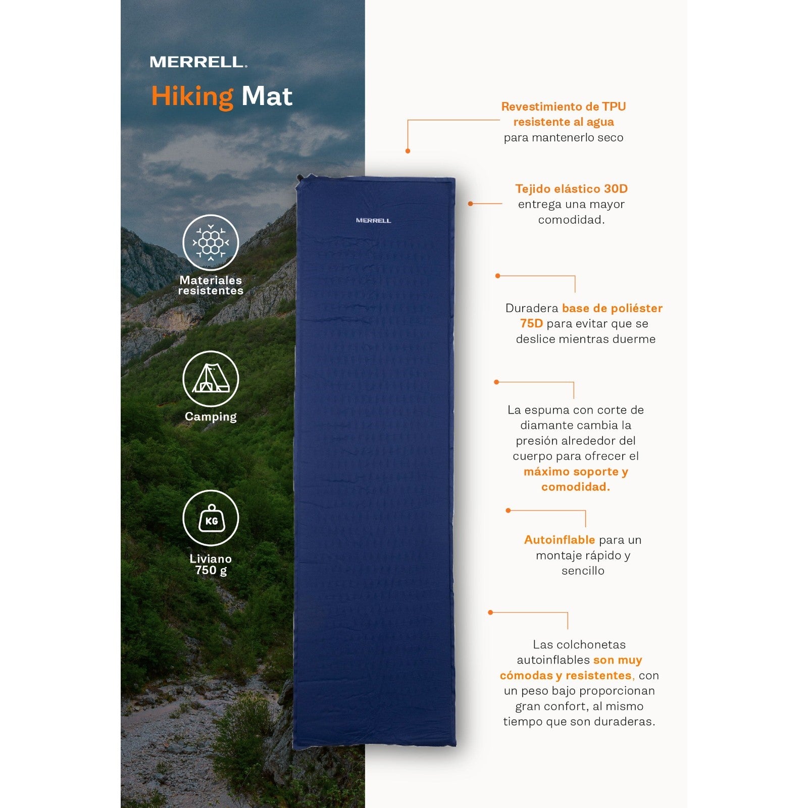 Colchoneta Unisex Hiking Mat Azul Oscuro Merrell