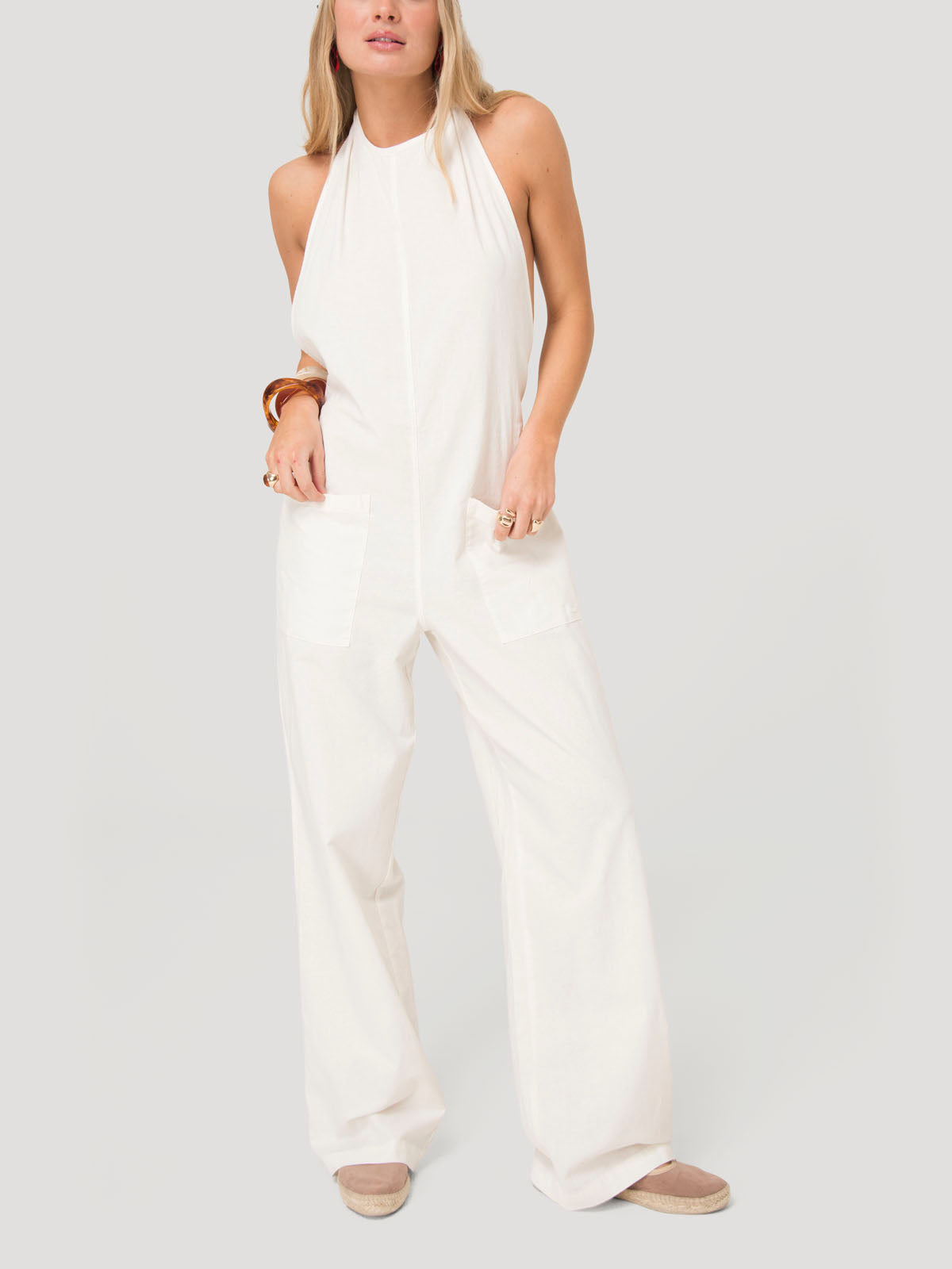 Jardinera Mujer Halter Lino Crudo BSoulxRKF
