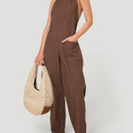 Jardinera Mujer Halter Lino Café BSoulxRKF