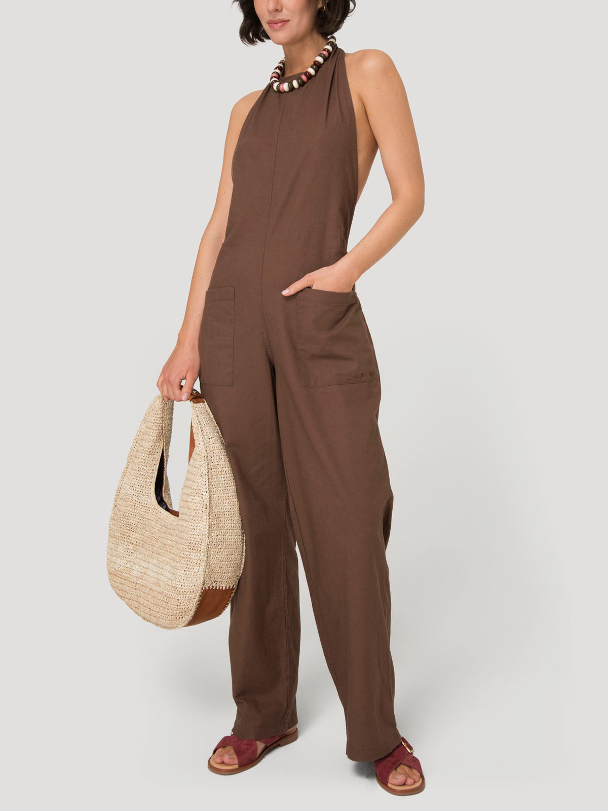 Jardinera Mujer Halter Lino Café BSoulxRKF
