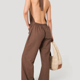Jardinera Mujer Halter Lino Café BSoulxRKF